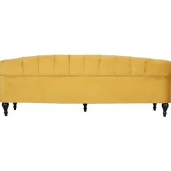 Soffa 235 cm bred i gul sammet chesterfield