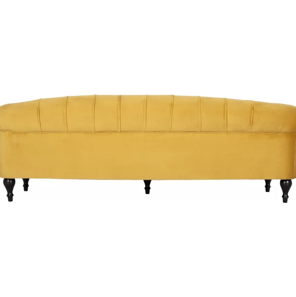 Soffa 235 cm bred i gul sammet chesterfield