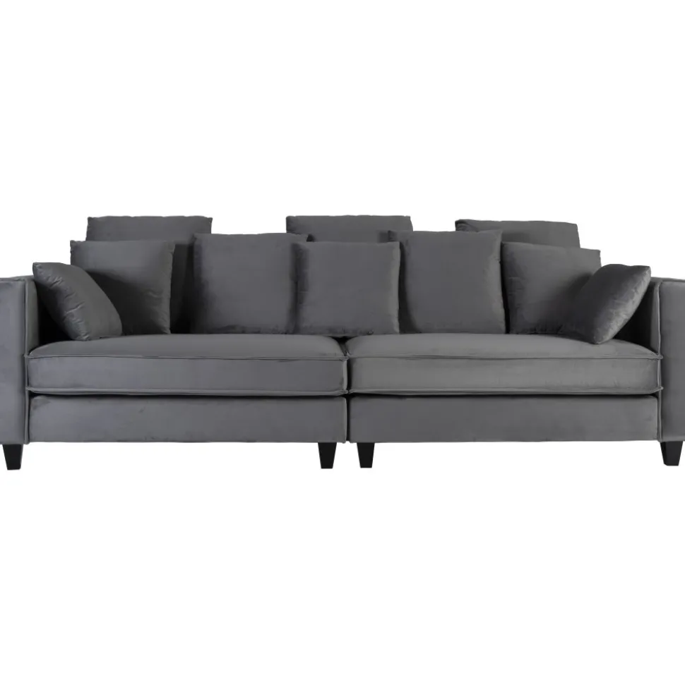 Soffa 250 cm bred mörkgrå sammet 114 cm djup + Fläckborttagare för möbler