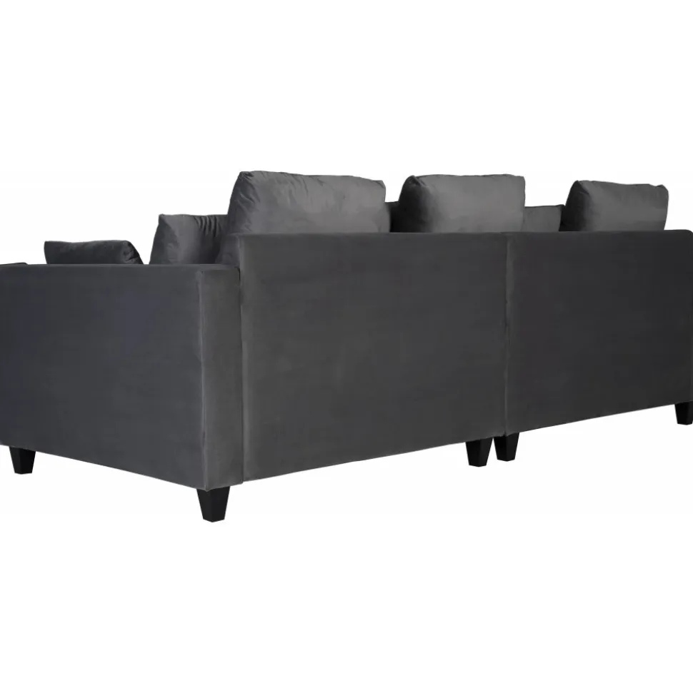 Soffa 250 cm bred mörkgrå sammet 114 cm djup + Fläckborttagare för möbler