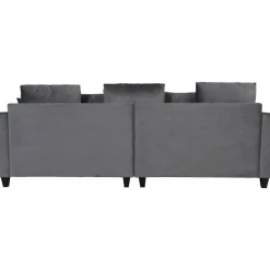 Soffa 250 cm bred mörkgrå sammet 114 cm djup + Fläckborttagare för möbler