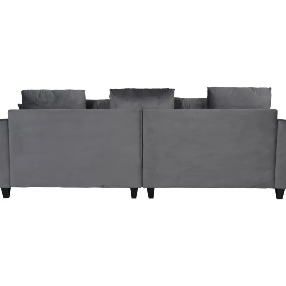 Soffa 250 cm bred mörkgrå sammet 114 cm djup + Fläckborttagare för möbler