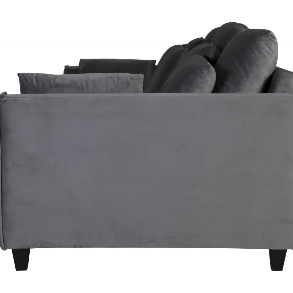 Soffa 250 cm bred mörkgrå sammet 114 cm djup