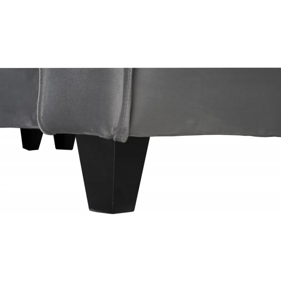 Soffa 250 cm bred mörkgrå sammet 114 cm djup