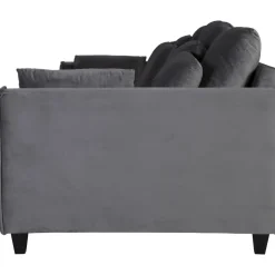 Soffa 250 cm bred mörkgrå sammet 114 cm djup + Textilrengöring för möbler