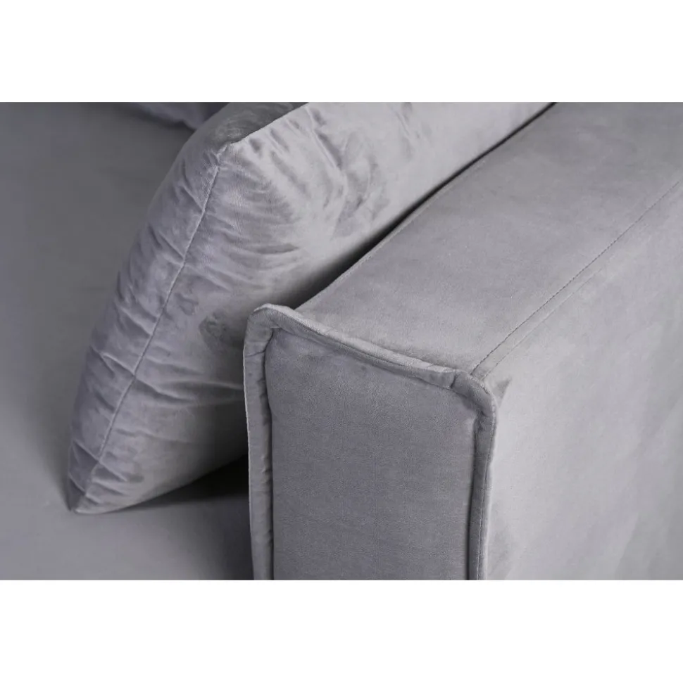 Soffa 250 cm bred mörkgrå sammet 114 cm djup + Textilrengöring för möbler