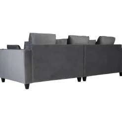 Soffa 270 cm bred och 114 cm djup - grå sammet + Textilrengöring för möbler