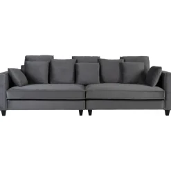 Soffa 270 cm bred och 114 cm djup - grå sammet + Fläckborttagare för möbler