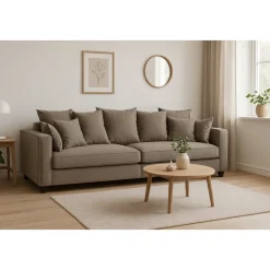 Soffa Brandy lounge 210 cm - Gråbeige sammet