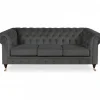 Soffa Chesterfield Cambridge Deluxe 225 cm - Mörkgrå sammet