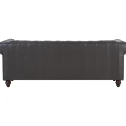 Soffa chesterfield 3-sits 219 cm svart konstläder + Fläckborttagare för möbler