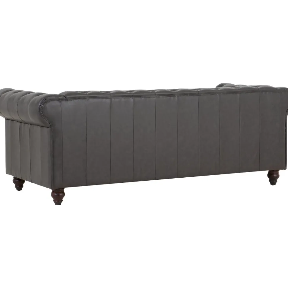 Soffa chesterfield 3-sits 219 cm svart konstläder + Fläckborttagare för möbler