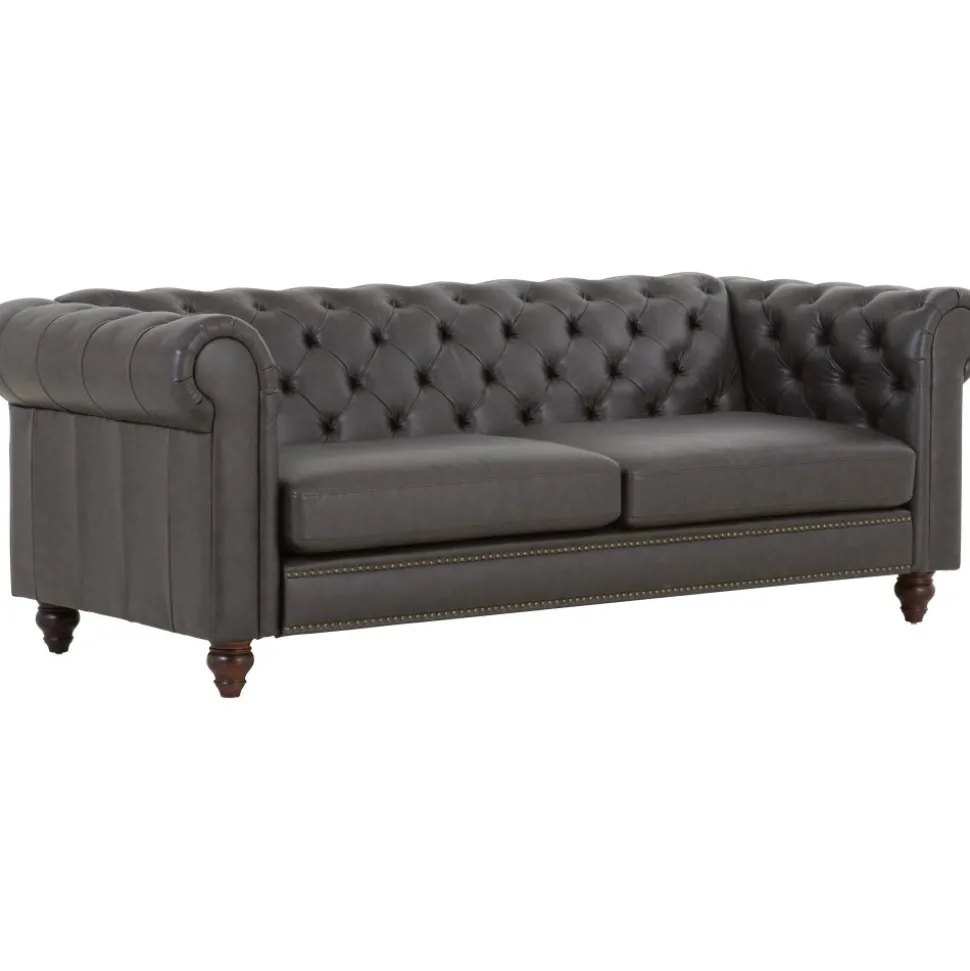 Soffa chesterfield 3-sits 219 cm svart konstläder + Textilrengöring för möbler