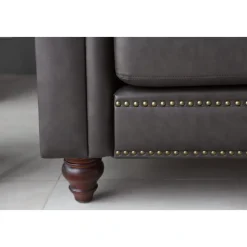 Soffa chesterfield 3-sits 219 cm svart konstläder