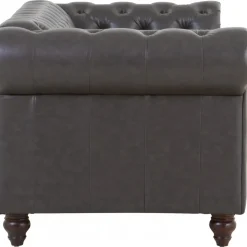 Soffa chesterfield 3-sits 219 cm svart konstläder