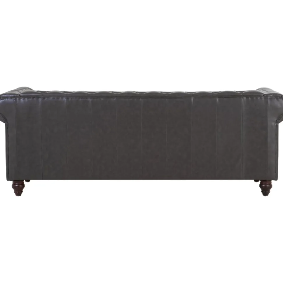 Soffa chesterfield 3-sits 219 cm svart konstläder