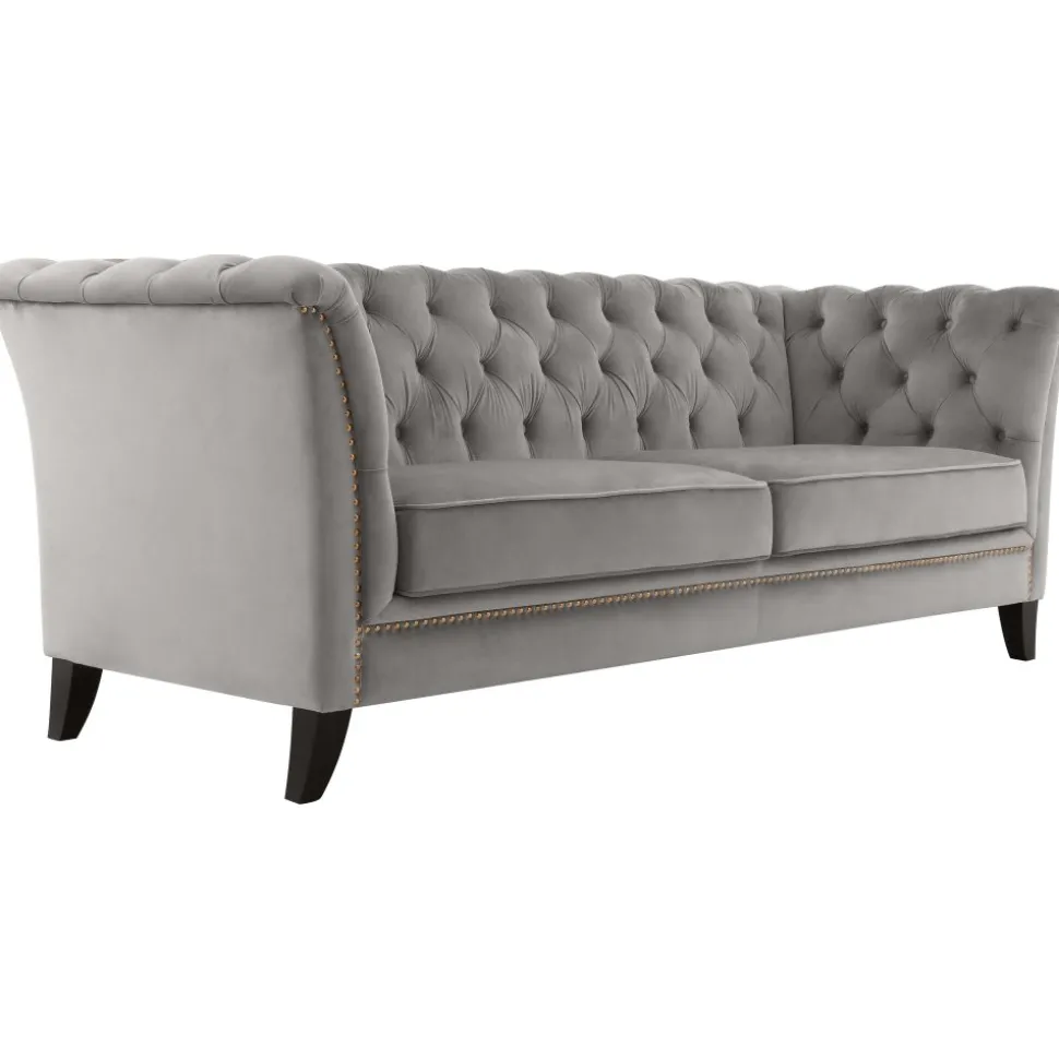Soffa chesterfield 3-sits grå - Henry + Textilrengöring för möbler