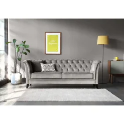 Soffa chesterfield 3-sits grå - Henry