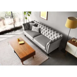 Soffa chesterfield 3-sits grå - Henry