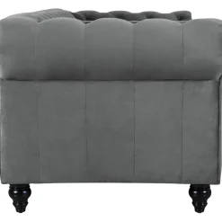 Soffa chesterfield 3-sits grå 219 cm lång + Textilrengöring för möbler