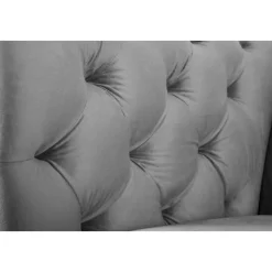 Soffa chesterfield 3-sits grå 219 cm lång + Textilrengöring för möbler