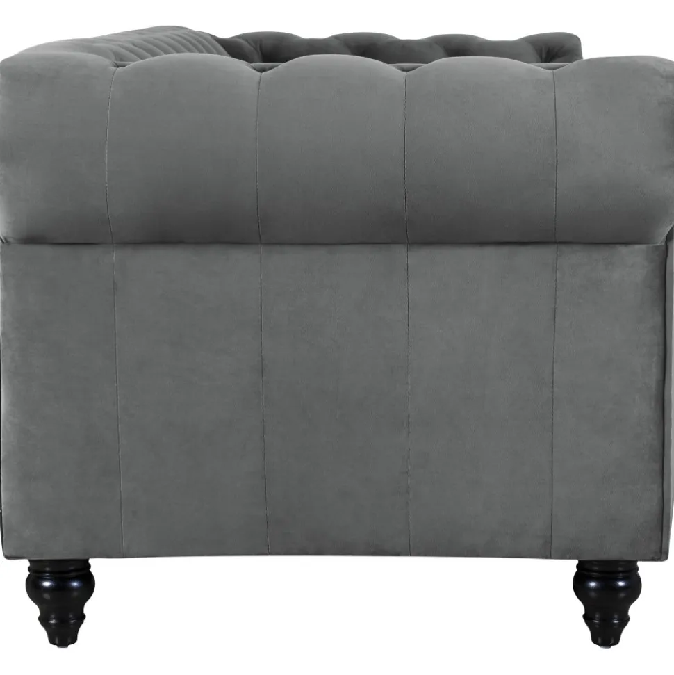 Soffa chesterfield 3-sits grå 219 cm lång + Fläckborttagare för möbler