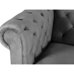Soffa chesterfield 3-sits grå 219 cm lång