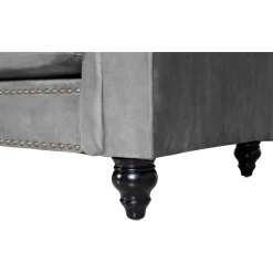 Soffa chesterfield 3-sits grå 219 cm lång