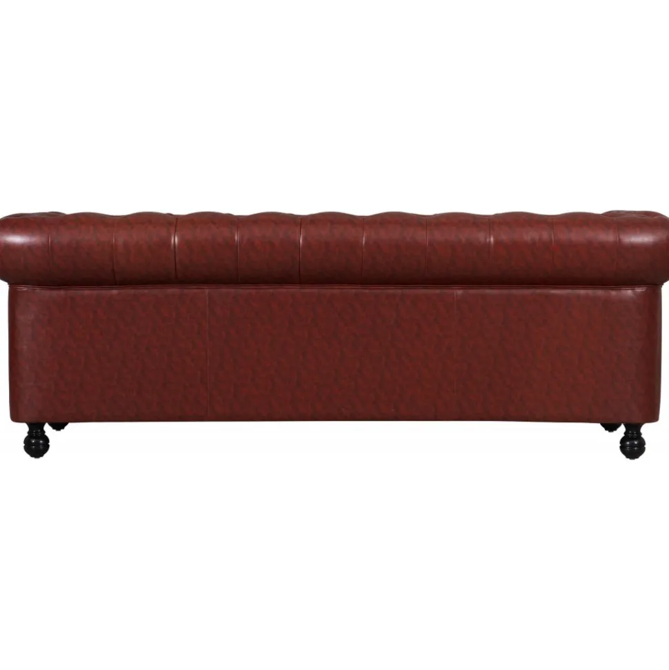 Soffa chesterfield 3-sits i brun PU - Charles