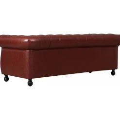 Soffa chesterfield 3-sits i brun PU - Charles