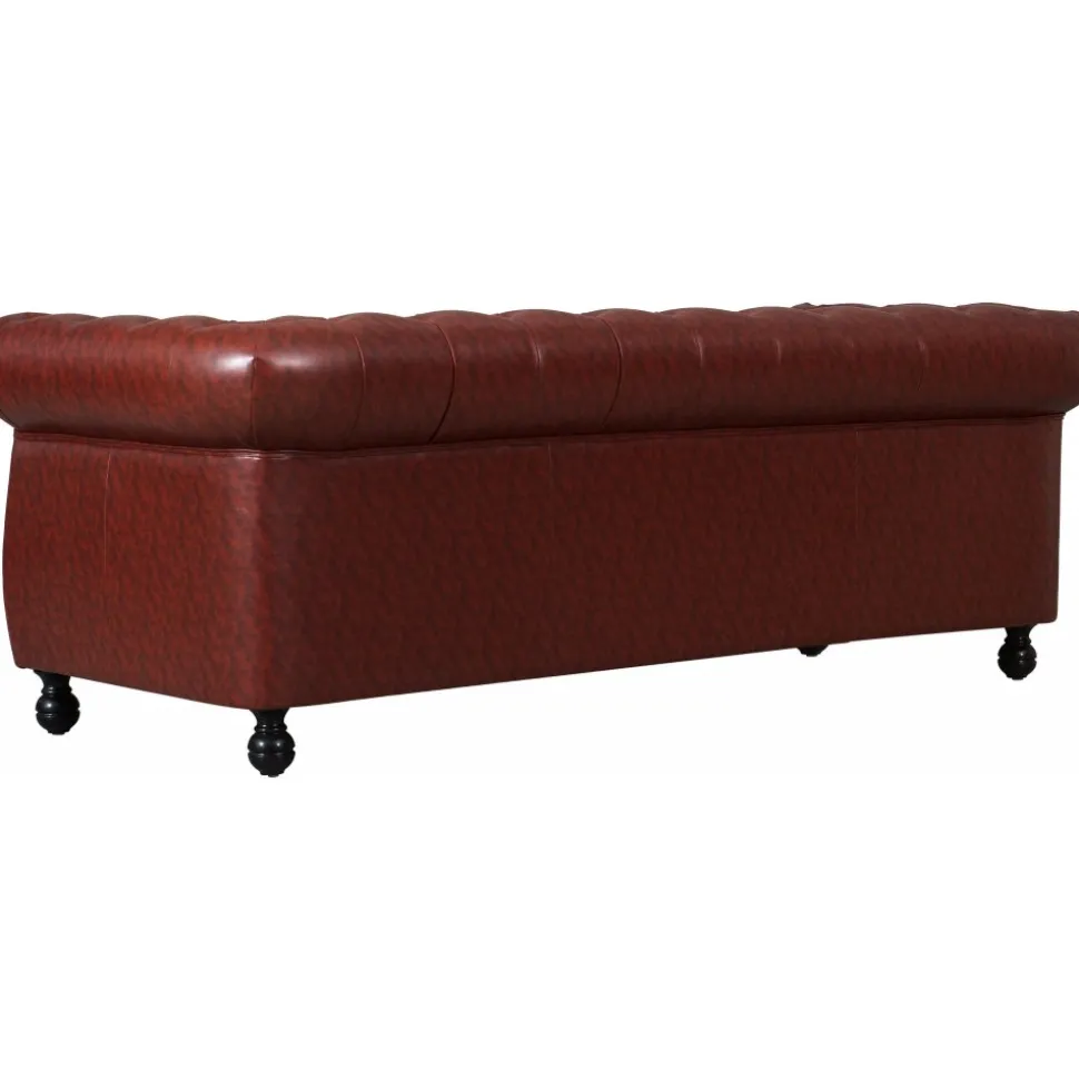 Soffa chesterfield 3-sits i brun PU - Charles