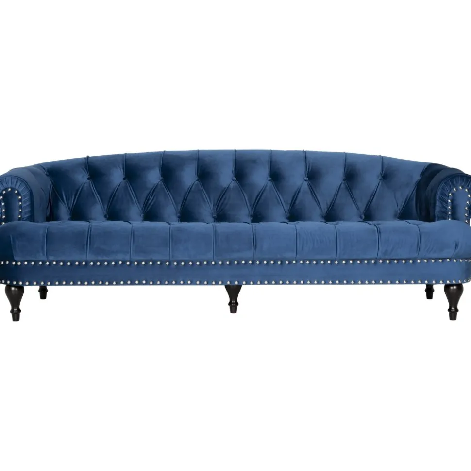 Soffa chesterfield 3-sits soffa i blå sammet