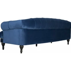 Soffa chesterfield 3-sits soffa i blå sammet