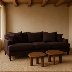 Soffa Dalton 225 cm - Mörkbrun läderimitation