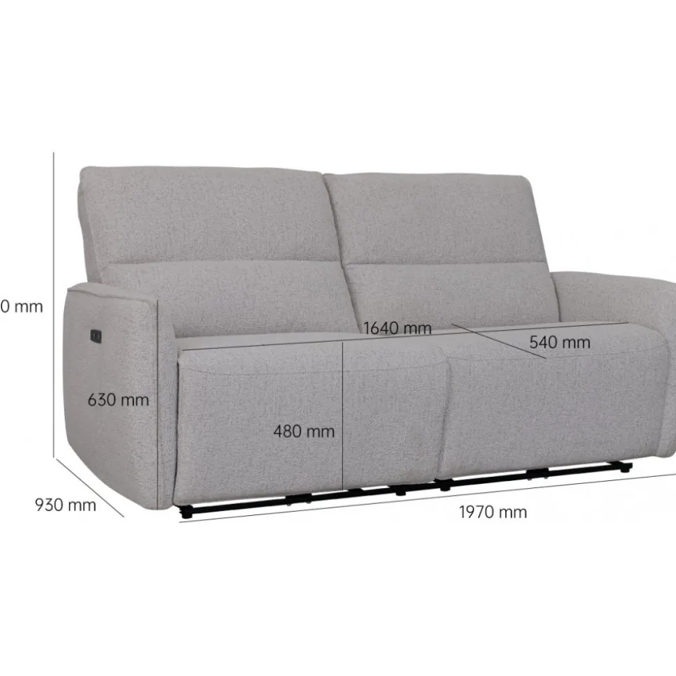 Soffa elektrisk recliner 3-sits - Ljus bouclè