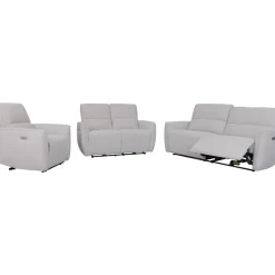 Soffa elektrisk recliner 2-sits - Ljus bouclè soffa