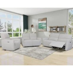 Soffa elektrisk recliner 2-sits - Ljus bouclè soffa