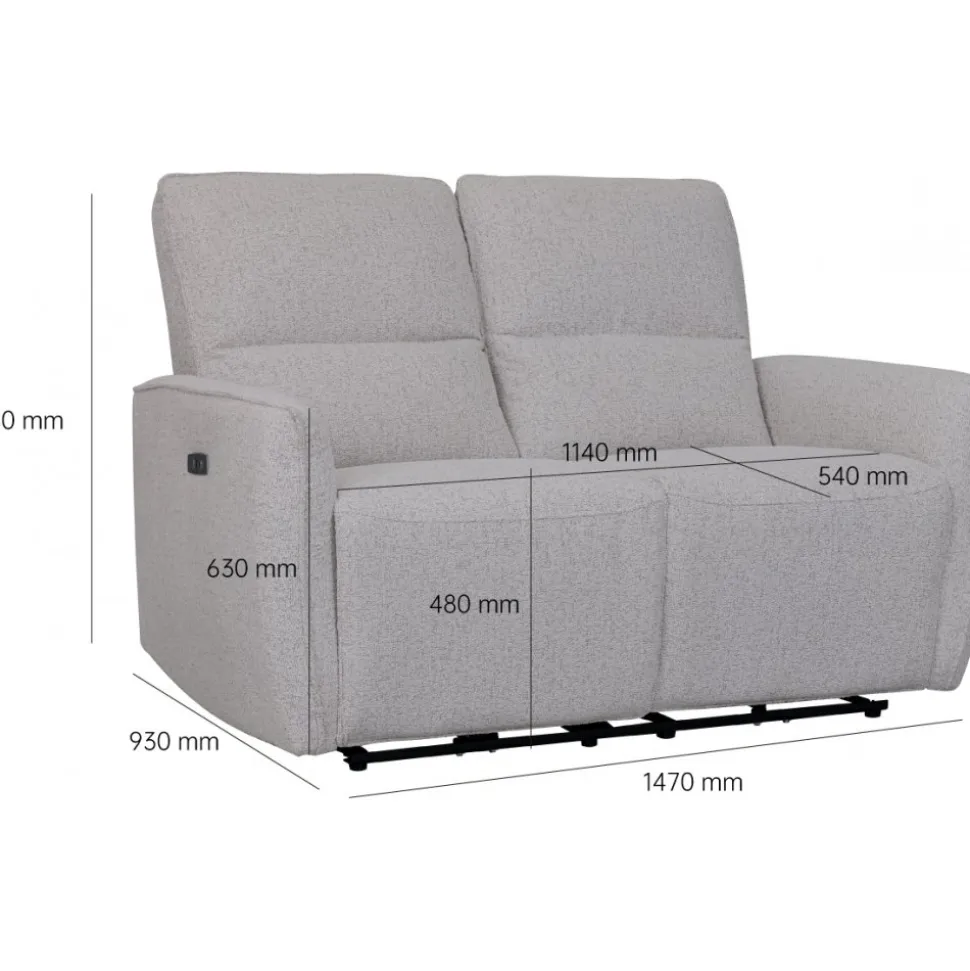Soffa elektrisk recliner 2-sits - Ljus bouclè soffa