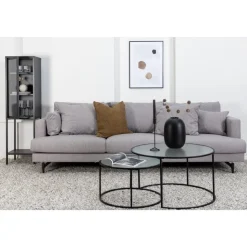 Soffa grå 4-sits 255 cm Hedlunda + Textilrengöring för möbler