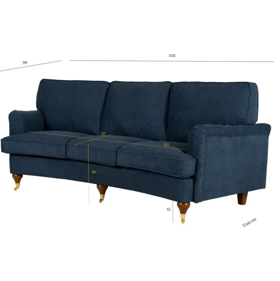 Soffa Howard Watford Deluxe - Svängd howard soffa 225 cm + Textilrengöring för möbler