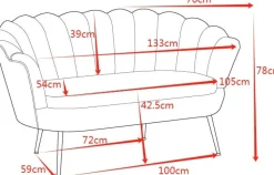 Soffa i brun sammet 133 cm - Kingsley + Möbeltassar