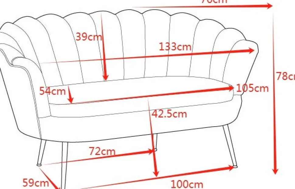 Soffa i brun sammet 133 cm - Kingsley