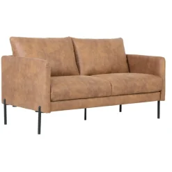 Soffa i brunt ecoläder 156 cm + Fläckborttagare för möbler