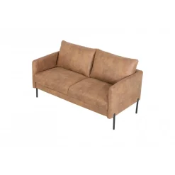Soffa i brunt ecoläder 156 cm + Textilrengöring för möbler