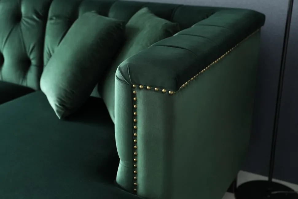 Soffa med divan grön sammet - Bellas + Fläckborttagare för möbler