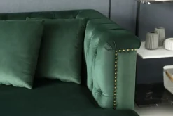 Soffa med divan grön sammet - Bellas + Fläckborttagare för möbler