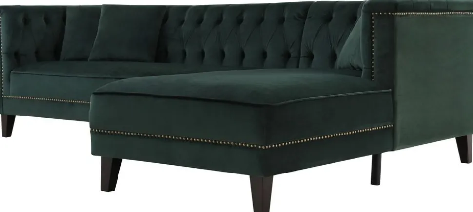 Soffa med divan grön sammet - Bellas + Fläckborttagare för möbler