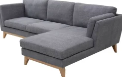 Soffa med divan grått tyg - 260 cm bred + Textilrengöring för möbler