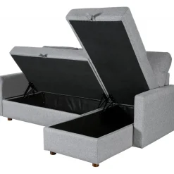 Soffa med förvaring grå 214 cm bred