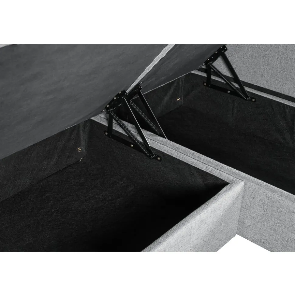 Soffa med förvaring grå 214 cm bred